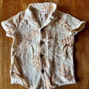 Cat & Jack Natural Fiber Soft Cream and Brown 100% Cotton Kids' Button Down